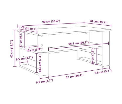 Kafijas Galdiņš Vecs Koks 90 X 50 X 40 Cm Inženierijas Koks Vidaxl