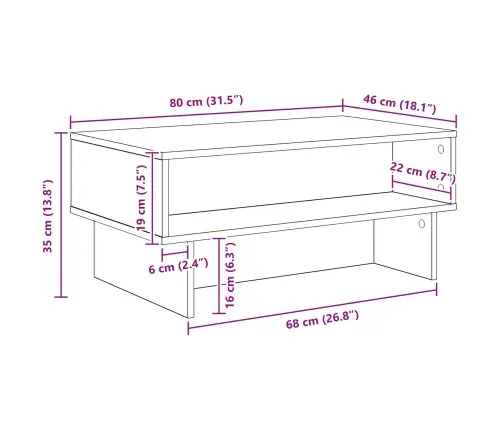 Kafijas Galdiņš Vecs Koks 80 X 46 X 35 Cm Inženierijas Koks Vidaxl