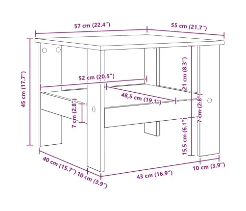 Kohvilaud Vana Puit 57 X 55 X 45 Cm Tehispuit