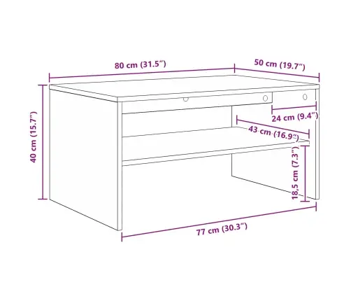 Kavos Staliukas Betono Pilka 80 X 50 X 40 Cm Apdirbta Mediena