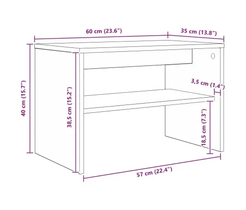 Televizoriaus Spintelė Betono Pilka 60 X 35 X 40 Cm