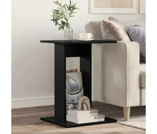 Sānu Galds Melns Ozolkoks 45 X 40 X 62,5 Cm Inženierijas Koks Vidaxl