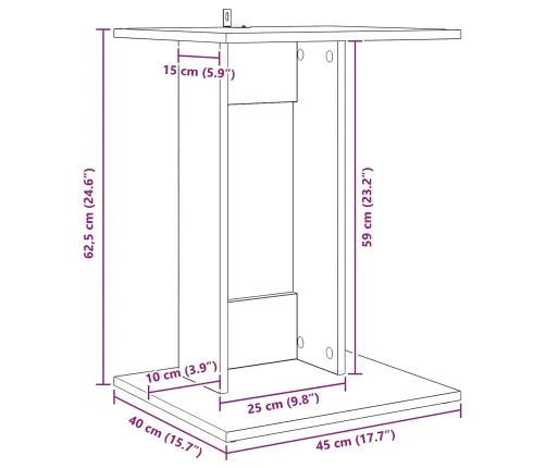 Sānu Galds Melns Ozolkoks 45 X 40 X 62,5 Cm Inženierijas Koks Vidaxl