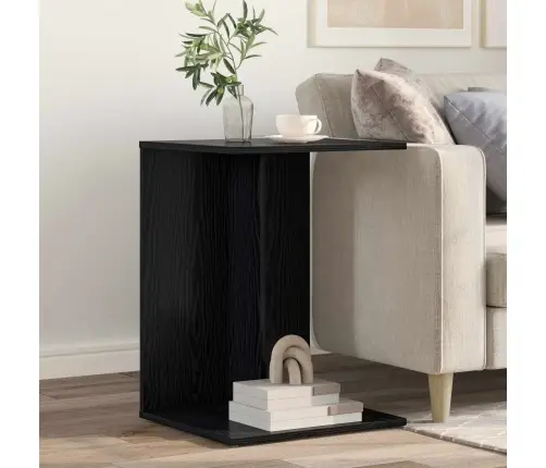 Sānu Galds Melns Ozolkoks 45 X 40 X 62,5 Cm Inženierijas Koks Vidaxl