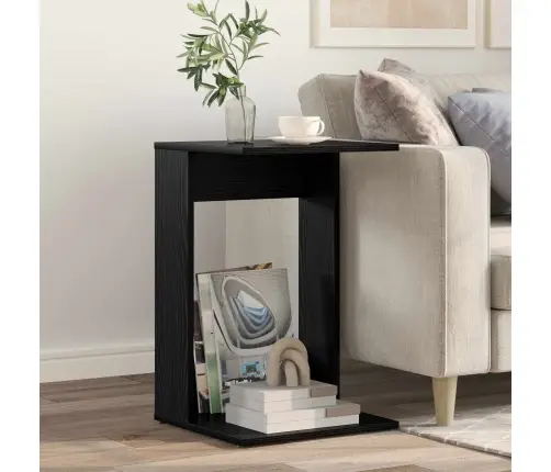 Sānu Galds Melns Ozolkoks 40 X 38 X 62,5 Cm Inženierijas Koks Vidaxl