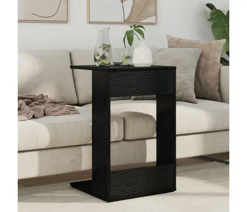 Sānu Galds Melns Ozolkoks 40 X 38 X 62,5 Cm Inženierijas Koks Vidaxl