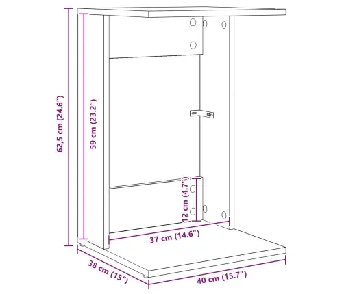 Sānu Galds Vecs Koks 40 X 38 X 62,5 Cm Inženierijas Koks Vidaxl