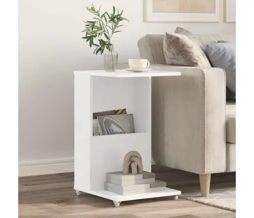 Külglaud Rattaga Valge 40 X 35 X 60 Cm Tehispuit