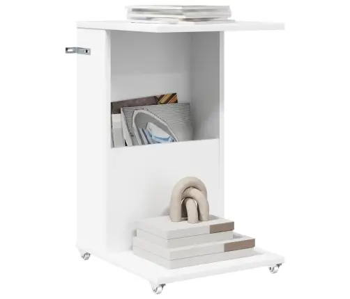 Külglaud Rattaga Valge 40 X 35 X 60 Cm Tehispuit