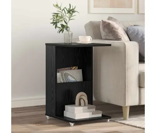 Šoninis Stalas Juodas Ąžuolas 40 X 35 X 60 Cm Apdirbta Mediena