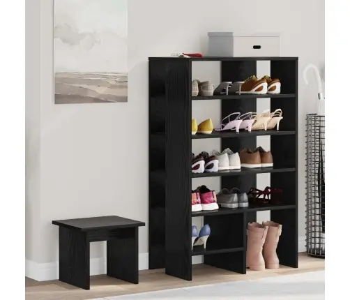 Apavu Skapis Ar Plauktu 2 Pcs Melns Ozolkoks Inženierijas Koks Vidaxl