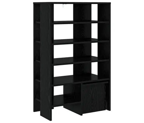 Apavu Skapis Ar Plauktu 2 Pcs Melns Ozolkoks Inženierijas Koks Vidaxl