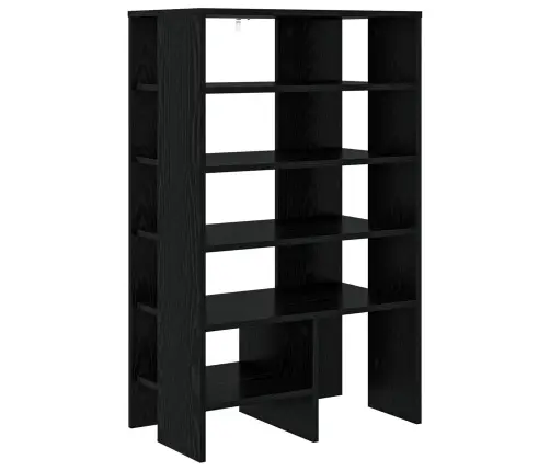 Apavu Skapis Ar Plauktu 2 Pcs Melns Ozolkoks Inženierijas Koks Vidaxl