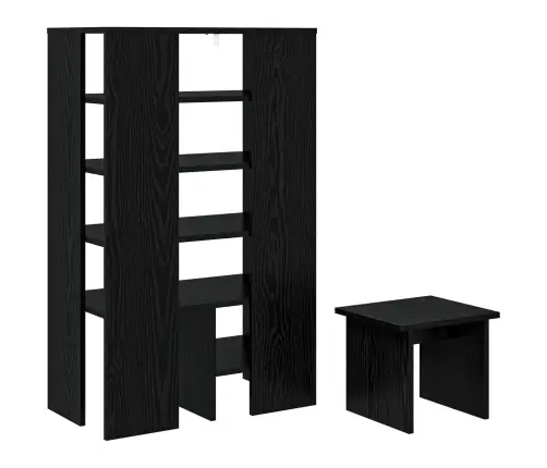 Apavu Skapis Ar Plauktu 2 Pcs Melns Ozolkoks Inženierijas Koks Vidaxl