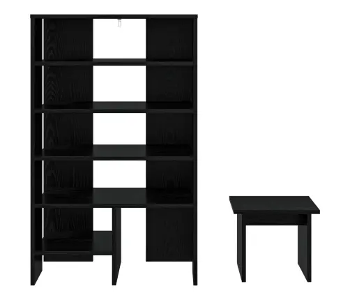 Apavu Skapis Ar Plauktu 2 Pcs Melns Ozolkoks Inženierijas Koks Vidaxl