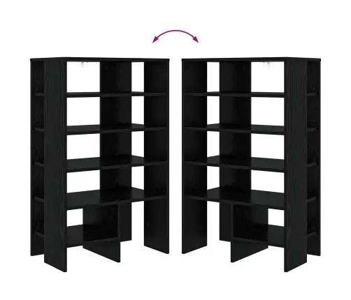 Apavu Skapis Ar Plauktu 2 Pcs Melns Ozolkoks Inženierijas Koks Vidaxl