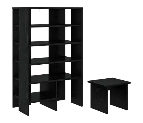 Apavu Skapis Ar Plauktu 2 Pcs Melns Ozolkoks Inženierijas Koks Vidaxl