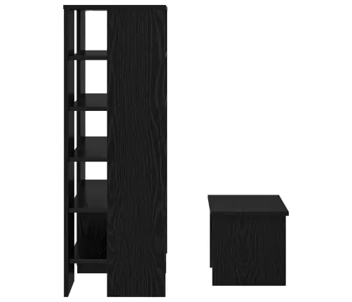 Apavu Skapis Ar Plauktu 2 Pcs Melns Ozolkoks Inženierijas Koks Vidaxl