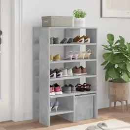 Apavu Skapis Ar Plauktu 2 Pcs Betona Pelēks Inženierijas Koks Vidaxl