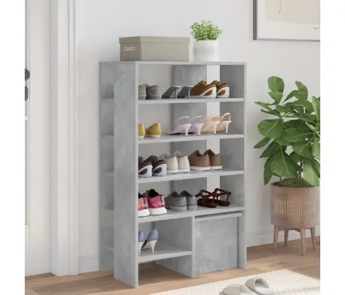 Apavu Skapis Ar Plauktu 2 Pcs Betona Pelēks Inženierijas Koks Vidaxl