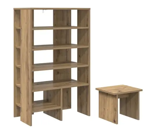 Apavu Skapis Ar Plauktu 2 Pcs Artisānā Ozols Inženierijas Koks Vidaxl