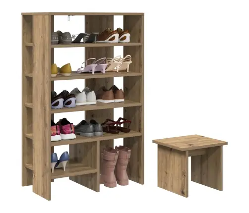 Apavu Skapis Ar Plauktu 2 Pcs Artisānā Ozols Inženierijas Koks Vidaxl