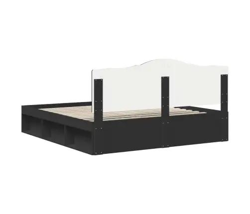 Gultas Rāmis Melna 200 X 200 Cm Ciets Priedes Koks Vidaxl