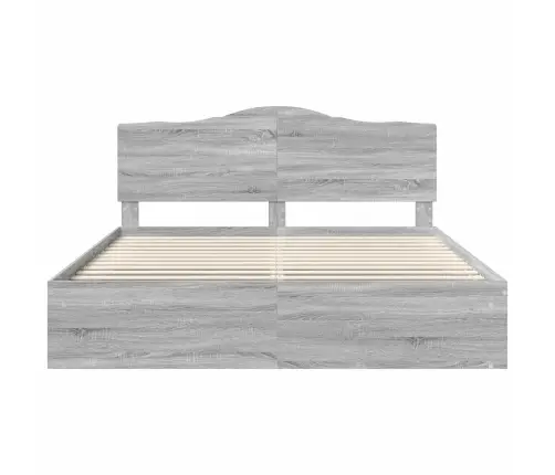 Gultas Rāmis Pelēks Sonoma 200 X 200 Cm Ciets Priedes Koks Vidaxl