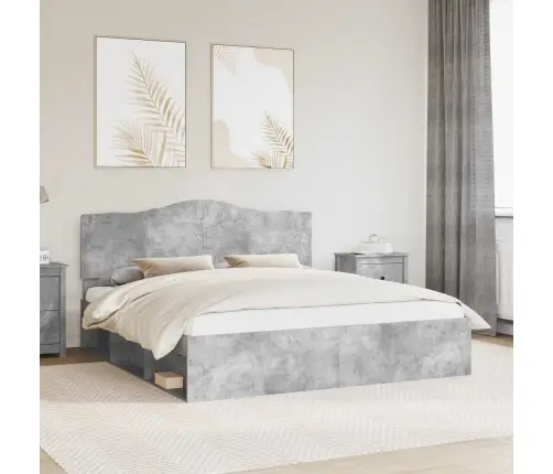 Gultas Rāmis Betons 180 X 200 Cm Ciets Priedes Koks Vidaxl