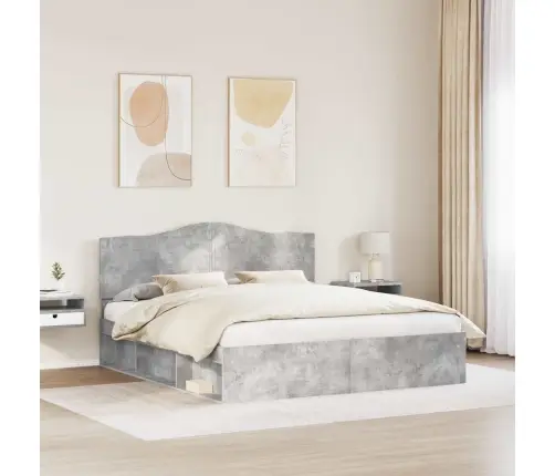 Gultas Rāmis Betons 180 X 200 Cm Ciets Priedes Koks Vidaxl