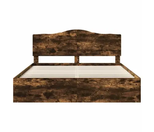 Voodi Raam Peaga Suitsetatud Tamm 180 X 200 Cm Tahke Mänd