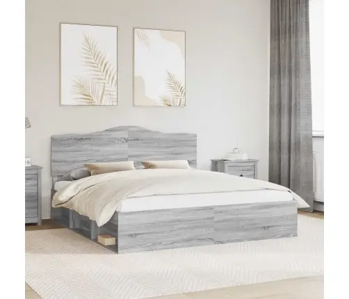 Gultas Rāmis Pelēks Sonoma 180 X 200 Cm Ciets Priedes Koks Vidaxl