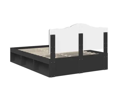 Gultas Rāmis Melna 160 X 200 Cm Ciets Priedes Koks Vidaxl