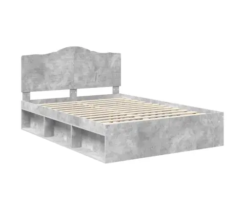 Gultas Rāmis Betons 160 X 200 Cm Ciets Priedes Koks Vidaxl