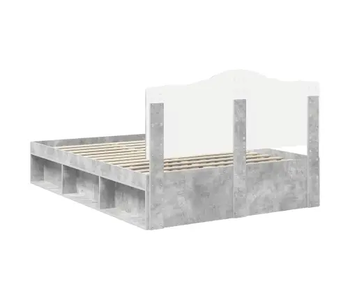 Gultas Rāmis Betons 160 X 200 Cm Ciets Priedes Koks Vidaxl