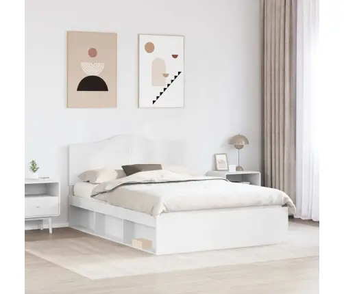 Gultas Rāmis Balts 150 X 200 Cm Ciets Priedes Koks Vidaxl