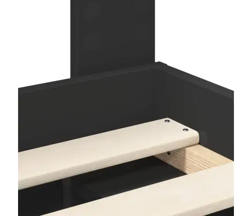 Gultas Rāmis Melna 150 X 200 Cm Ciets Priedes Koks Vidaxl