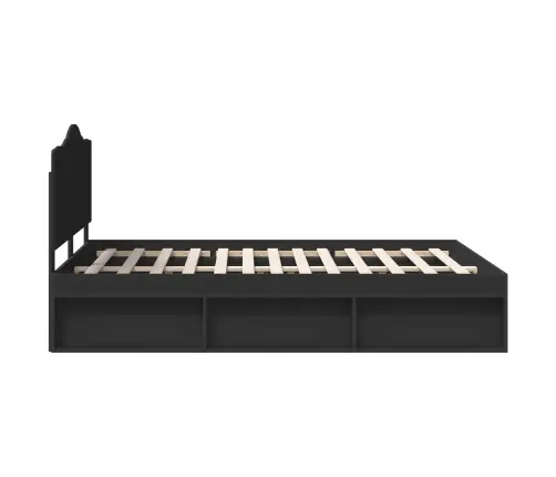 Gultas Rāmis Melna 150 X 200 Cm Ciets Priedes Koks Vidaxl