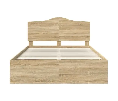 Gultas Rāmis Sonoma Ozols 150 X 200 Cm Ciets Priedes Koks Vidaxl