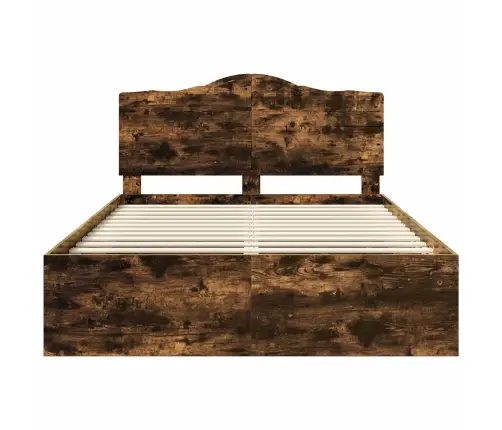 Gultas Rāmis Dūmaka Ozols 150 X 200 Cm Ciets Priedes Koks Vidaxl