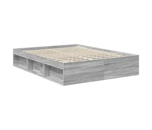 Gultas Rāmis Pelēks Sonoma 150 X 200 Cm Ciets Priedes Koks Vidaxl