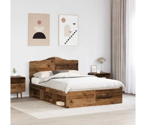 Gultas Rāmis Vecs Koks 150 X 200 Cm Ciets Priedes Koks Vidaxl