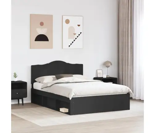 Gultas Rāmis Melna 140 X 200 Cm Ciets Priedes Koks Vidaxl