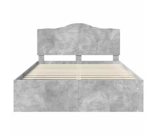 Gultas Rāmis Betons 140 X 200 Cm Ciets Priedes Koks Vidaxl