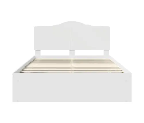 Gultas Rāmis Balts 140 X 190 Cm Ciets Priedes Koks Vidaxl