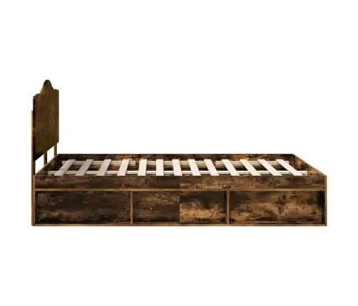 Gultas Rāmis Dūmaka Ozols 140 X 190 Cm Ciets Priedes Koks Vidaxl