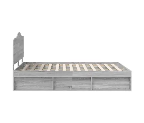 Gultas Rāmis Pelēks Sonoma 140 X 190 Cm Ciets Priedes Koks Vidaxl