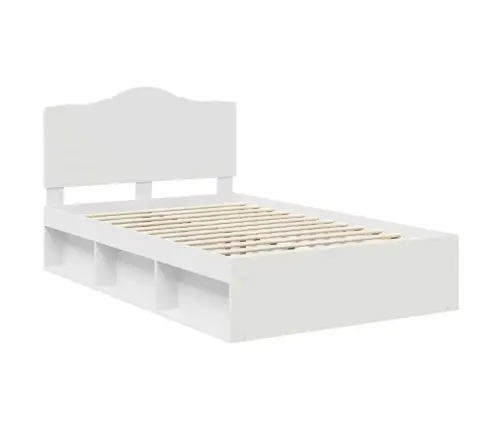 Gultas Rāmis Balts 135 X 190 Cm Ciets Priedes Koks Vidaxl