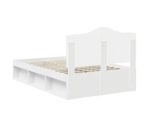 Gultas Rāmis Balts 135 X 190 Cm Ciets Priedes Koks Vidaxl