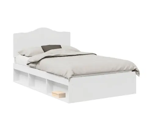 Gultas Rāmis Balts 135 X 190 Cm Ciets Priedes Koks Vidaxl